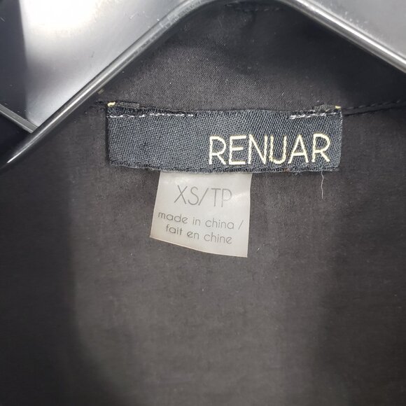 3/$25 Renuar Button Down Tunic Top Blouse XS Long Sleeves Black Collared Hi Low - Picture 3 of 6